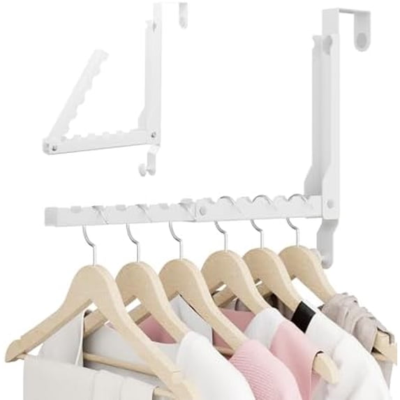 1 Pack Over The Door Folding Clothes Drying Rack, Double Fold Hanging ...