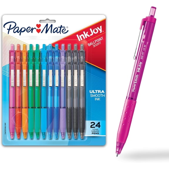 1 Pack - Paper Mate InkJoy 300RT Retractable Ballpoint Pens, Medium Point (1.0mm), 24 Count