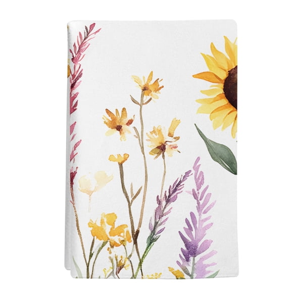 1 Pack Pastoral Sunflower Kitchen Towels Flowers Leaves Plants Decorative Dish Towel Sets Absorbent Quick Dry Hand Cloths Tea Towels for Cooking Baking Farmhouse Gifts 18x28in