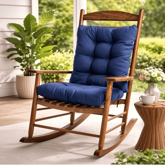 1 Pack Patio Chair Cushion, Rocking Chair Cushion Overstuffed Seat Back Cushion Pad for Outdoor Indoor, Navy Blue
