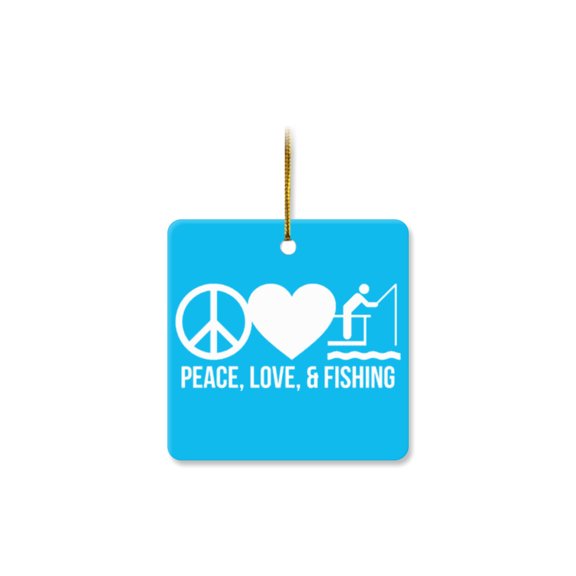 1 Pack - Peace Love Fishing Fanatic's Classic Ceramic Christmas Ornament - 2.85 Inch Square