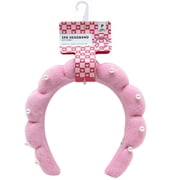 1 Pack Pearl Spa Headband with Soft Plush Fabric for Skincare, Makeup Application, Facial Cleansing & Self Care Beauty Routine Accessories, Light Pink