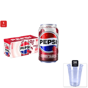 1 Pack | Pepsi Prebiotic Cola, Cherry Vanilla, 12 Fl Oz Cans 8 Pack, 30 Calories, 5G Prebiotic Fiber, 5G Sugar, Soda Pop Cola & 3x 9oz Disposable Plastic Cups