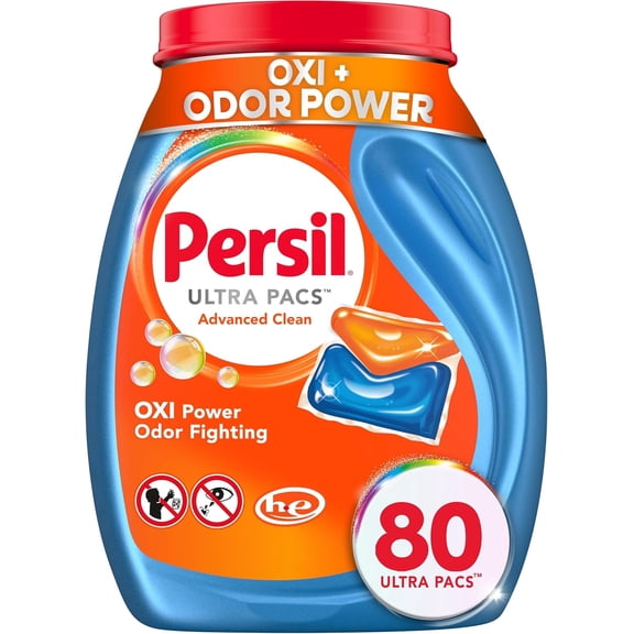 1 Pack - Persil Ultra Pacs Advanced Clean Laundry Detergent, Oxi+Odor Power, 80 Count