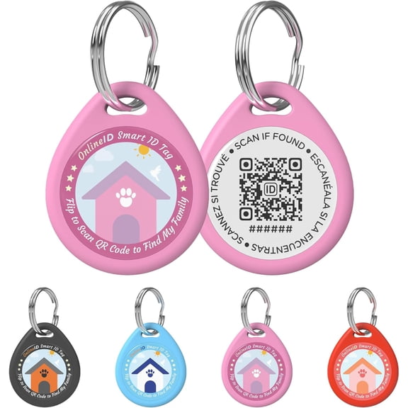 1 Pack Personalized Cat Tags,QR Code Pet ID Tags with Online Prole systerm,Editable Any Names and Phone numbles,Pink,S