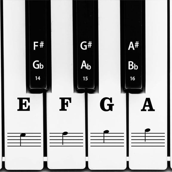 1 Pack Piano Keyboard Stickers for Beginners,Bold Large Letter Piano Stickers for Learning,Removable Piano Stickers for Keys 88/61/54/49/37,Black Letter Key Note Stickers for Kids Learning Piano