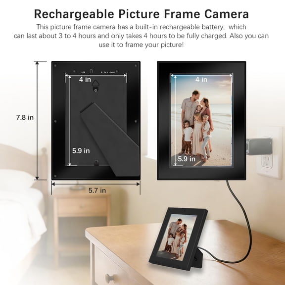 1 Pack Picture Frame Security Camera 1080P, No WiFi Required, SD Card Video Recorder with Motion Detection and Recording