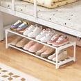 thumbnail image 1 of 1‑Pack Plastic 2 Tier Under‑Bed Shoe Rack, Space‑Saving Shoe Storage Organizer, Ventilated Shoe Shelf for Bedroom Closet Entryway Dorm Garage, White, S, 1 of 6