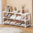 thumbnail image 1 of 1‑Pack Plastic 3 Tier Under‑Bed Shoe Rack, Space‑Saving Shoe Storage Organizer, Ventilated Shoe Shelf for Bedroom Closet Entryway Dorm Garage, White, L, 1 of 6