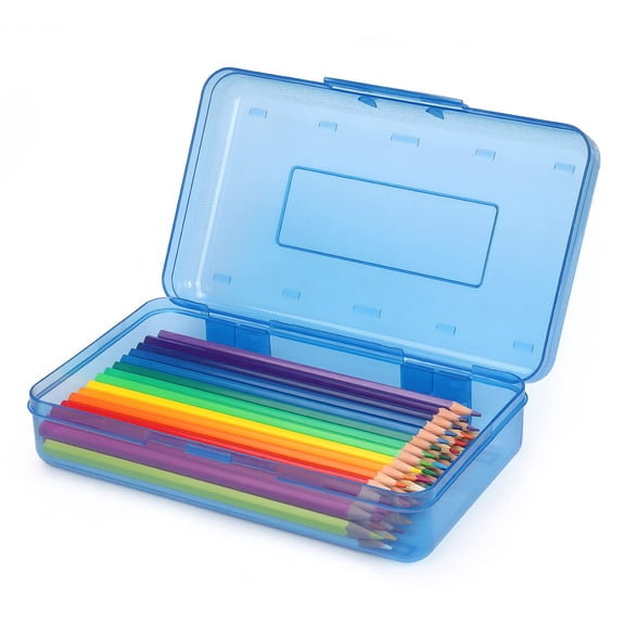 1 Pack Plastic Pencil Box Large Capacity Pencil Boxes Clear Boxes with Snap-tight Lid Stackable Design and Stylish Office Supplies Storage Organizer Box, Yellow