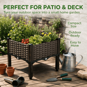 1-Pack Plastic Raised Planter Bed, Elevated Garden Box with Legs and Drainage for Vegetables Herbs Flowers