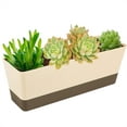 thumbnail image 1 of 1 Pack Plastic Window Box Planter 12 x4 Inch Beige Flower Box Rectangular Plant Containers with Drainage Hole Herb Succulent Containers for Outdoor Garden Windowsill By Scheam, 1 of 6
