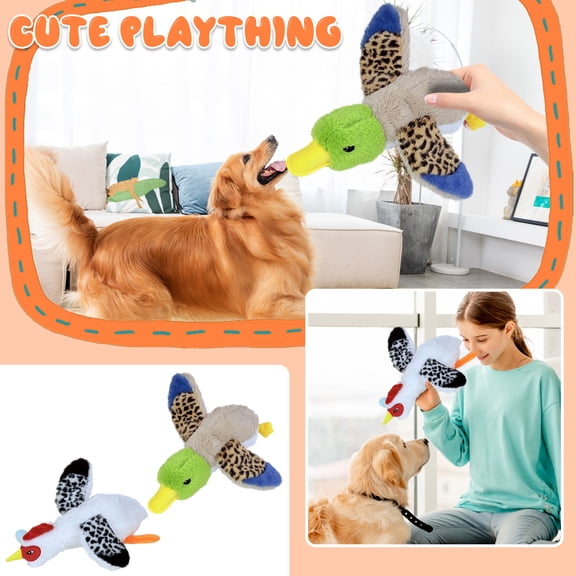1-Pack Plush Dog Toys with Squeaker, Duck and Rooster Design with Crinkle Paper for Teething, Indoor Play and Boredom Relief Green