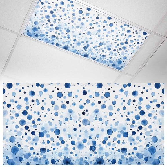 1 Pack Polka Dot Theme Fluorescent Light Covers for Ceiling Lights Watercolor Gradient Navy Blue Magnetic Ceiling Light Covers Overhead Light Filters for Office Classroom Home