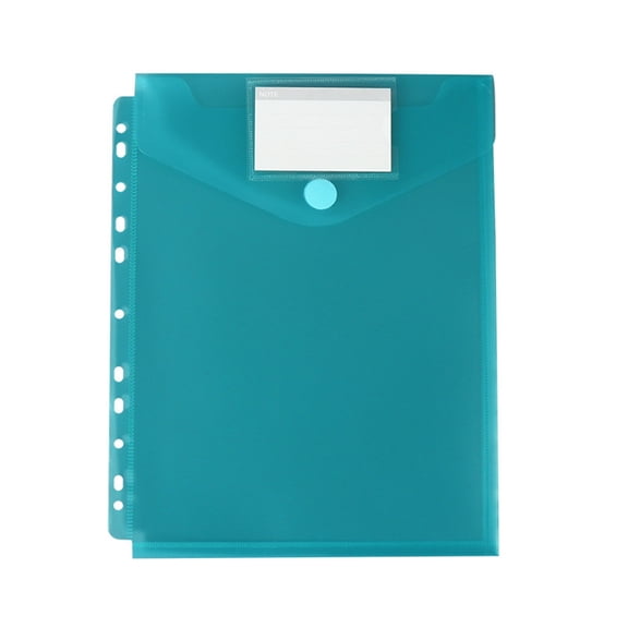 1 Pack Poly Binder Pockets with Hook and Loop, 11-Hole Vertical Opening Plastic Envelopes, Letter Size Waterproof Document Folders for 2/3/4 Ring Binder, 8 Assorted Colors