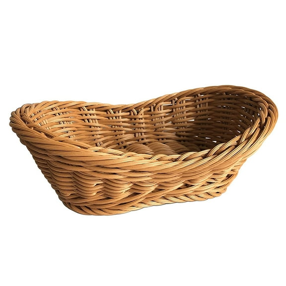 1 Pack Poly Wicker Woven Bread Basket,11 Inch Imitation Rattan Tabletop Fruit Basket,Stackable Serving Basket for Fruit,Bread,Vegetable,Home,Outdoor-M