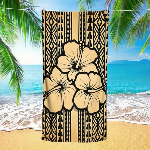 1-Pack, Polynesian Wind Hibiscus Tribe Totem Beach Towel, Perfect for Beach and Pool Use, Travel, Swimming and Camping | The Best Choice for Beach Vacations