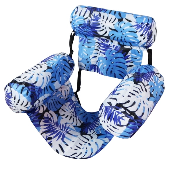 1 Pack Pool Floats Chairs Adult Inflatable Fabric Covered Pool Lounge Chairs Adjustable Summer Hammock Water Floating Chair Party Swimming Float for Water Blue