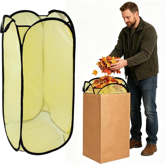 1 Pack Pop Up Leaf Bag Holder, Reusable PVC Chute for Easy Leaves Collecting, Lawn Bags Holder Stand Yard Funnel Outside Paper Waste