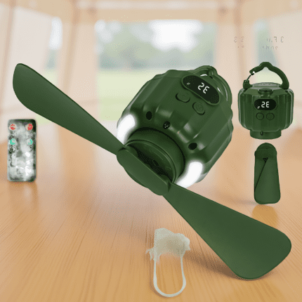 1 Pack Portable Camping Fan with LED Lantern, 3-Speed Rechargeable Hanging Tent Fan, 10400mAh Power , Remote Control, Timer