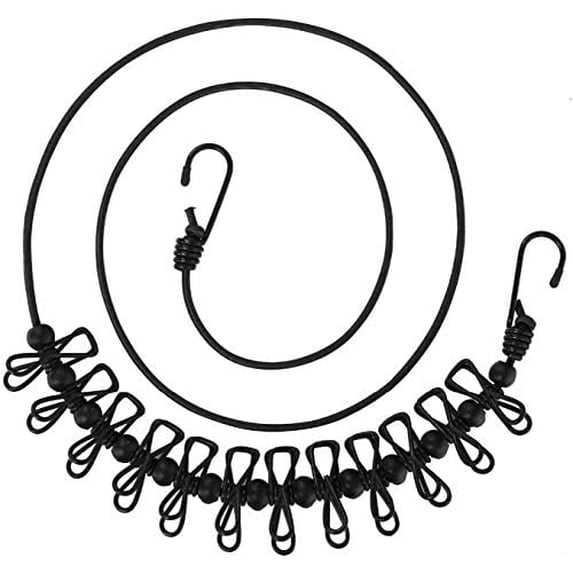 1 Pack Portable Clothesline with 12 Clothespins, Windproof Travel ...