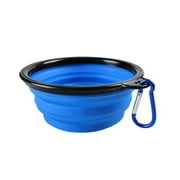1 Pack Portable Dog Bowl, Unbranded Foldable Pet Food & Water Collapsible Dish for Travel, Hiking, Camping (Blue)