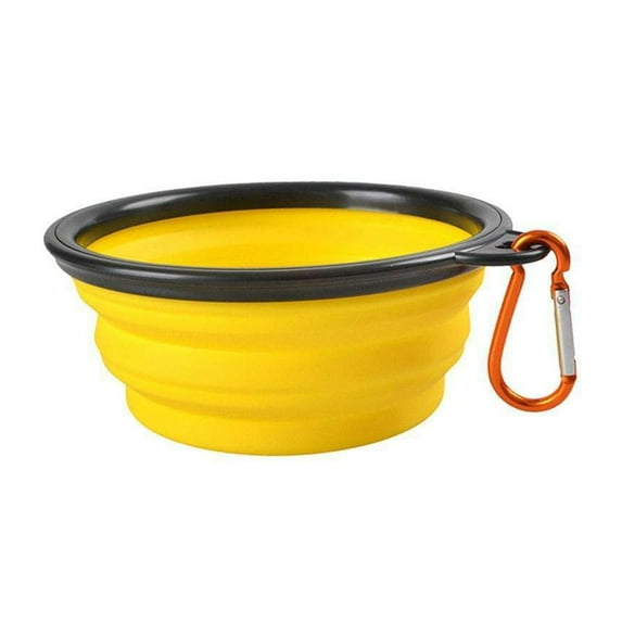 1 Pack Portable Dog Bowl, Unbranded Foldable Pet Food & Water Collapsible Dish for Travel, Hiking, Camping (Yellow)