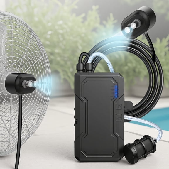 1-Pack Portable Misting System with 6000mAh Rechargeable Pump, Magnetic Outdoor , 4 Modes, for Patio Camping Sports