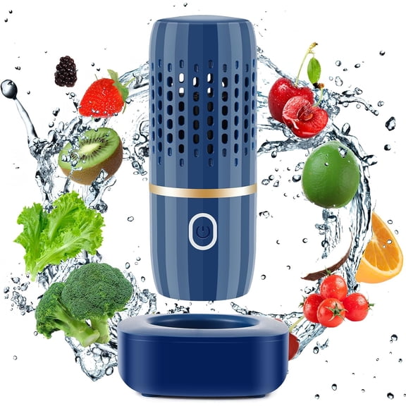 1 Pack Portable Ultrasonic Produce Cleaner, Mini Fruit and Vegetable Wash, USB Rechargeable Food Purifier for Fruits, Veggies and Dishes. Blue