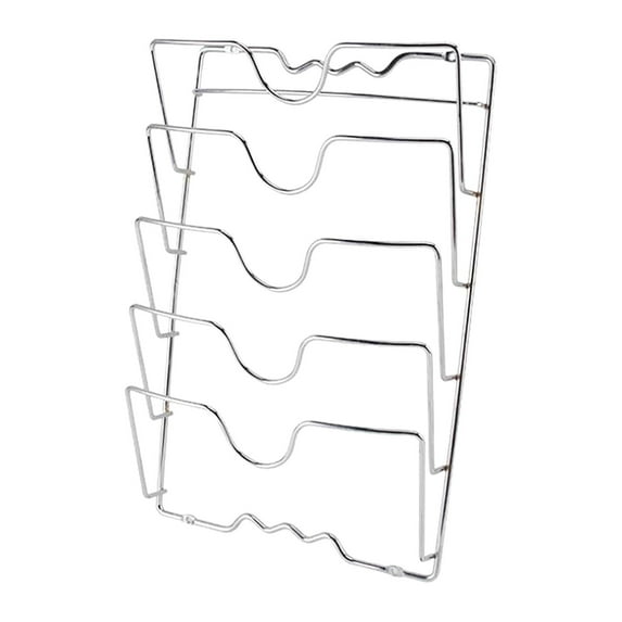1 Pack Pot Lid Organizer Rack, 5-Tier Pot Lids Holder, No Drilling Adhesive Mounted Rustproof Pot and Pan Holder Cover, for Smooth Cabinet Door/Wall and Kitchen Storage,10.82x16.92in(Silver)