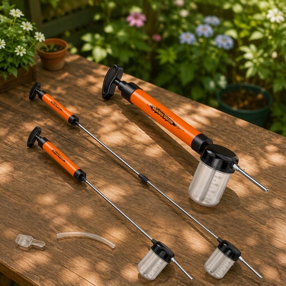 1 Pack Powder Duster with 4FT Adjustable Rod, 250ml , 3- Air Pump, Clog-Reducing Design for Indoor Outdoor Garden Use