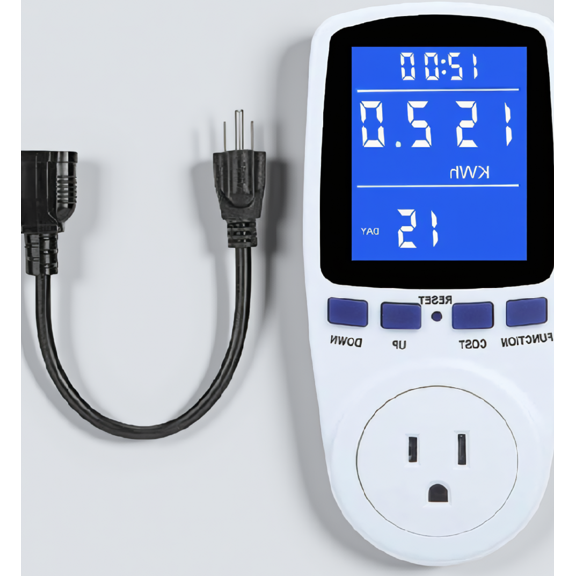 1-Pack Power Meter Plug with 13-Inch 16AWG Cord, Energy Usage Monitor, 7-Mode LCD Display, Overload Protection, Adjustable Backlight