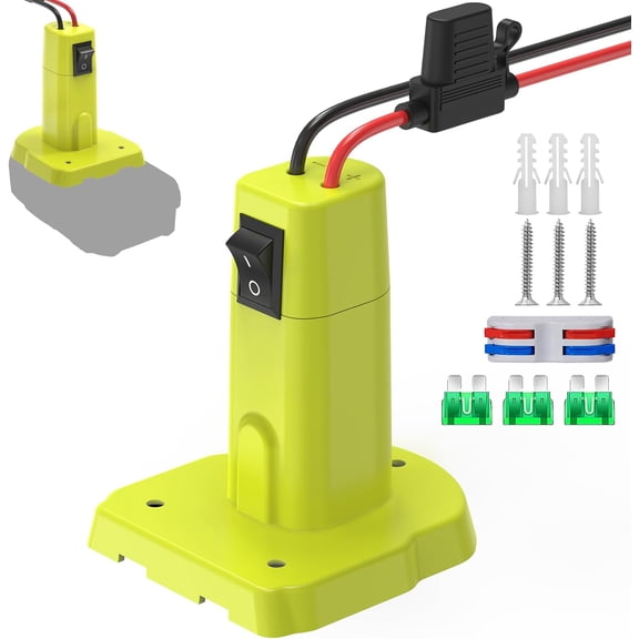 1 Pack Power Wheel Adapter Compatible with Ryobi 18V Battery, Upgraded Battery Converter Kit Switch, Fuse & Wire Terminals, 12 AWG Wire, Connector for DIY RC Car Toys Robotics