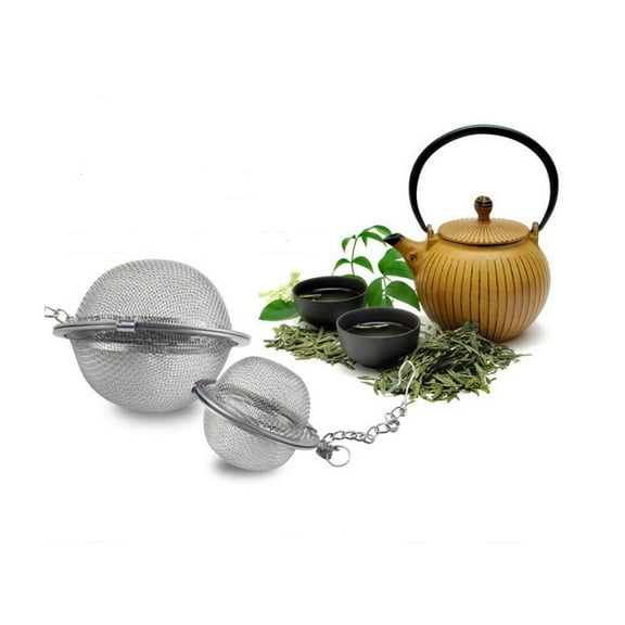 1-Pack Stainless Steel Tea Ball Infuser, Fine Mesh Loose Leaf Tea Strainer w/ Chain Hook, Reusable Tea Steeper for Cups & Teapots, Spice/Herb Filter TIKA
