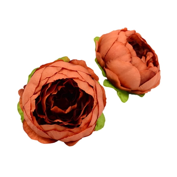 1-Pack Premium Vintage Silk Peony Heads - Realistic Round Faux Peony Flower Heads & Buds for Wedding, Flower Wall, DIY Crafts, Party & Home Decor, Coffee(Brick Red,)