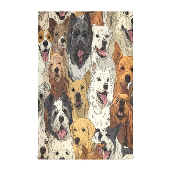 1 Pack Printed Kitchen Dish Towels Soft and Absorbent Dish Cloths Washing Drying Dishes A Large Group Of Dogs