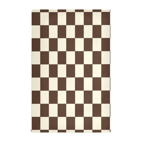 1 Pack Printed Kitchen Dish Towels Soft and Absorbent Dish Cloths Washing Drying Dishes Brown and Cream Checkered