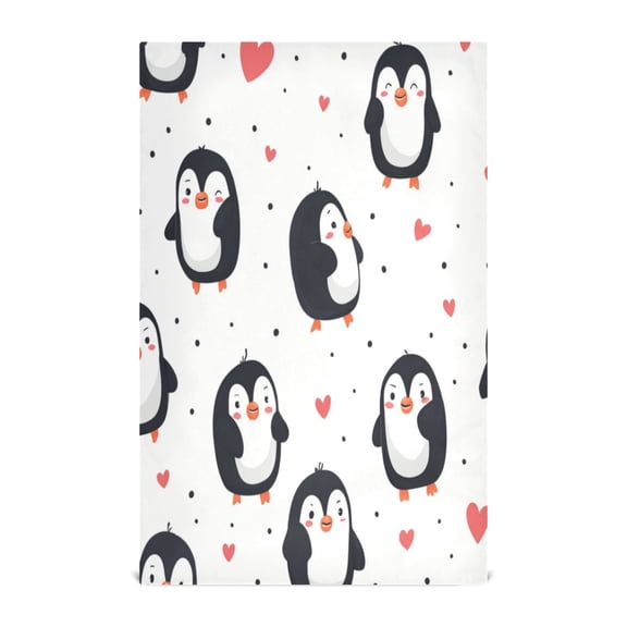 1 Pack Printed Kitchen Dish Towels Soft and Absorbent Dish Cloths Washing Drying Dishes Cartoon Penguin Pattern