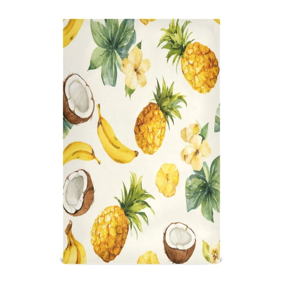 1 Pack Printed Kitchen Dish Towels Soft and Absorbent Dish Cloths Washing Drying Dishes Coconuts and Pineapples Pattern