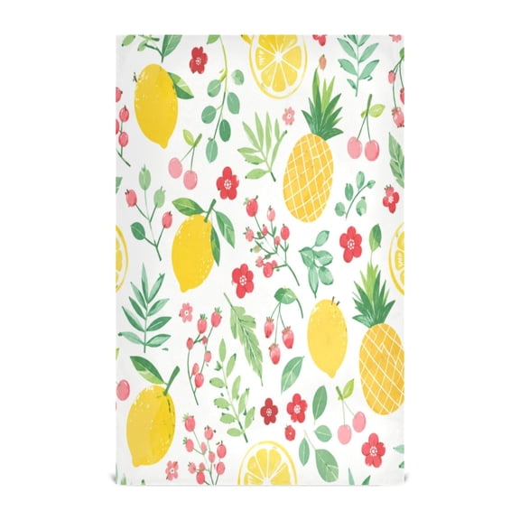 1 Pack Printed Kitchen Dish Towels Soft and Absorbent Dish Cloths Washing Drying Dishes Lemon and Pineapple Patterns