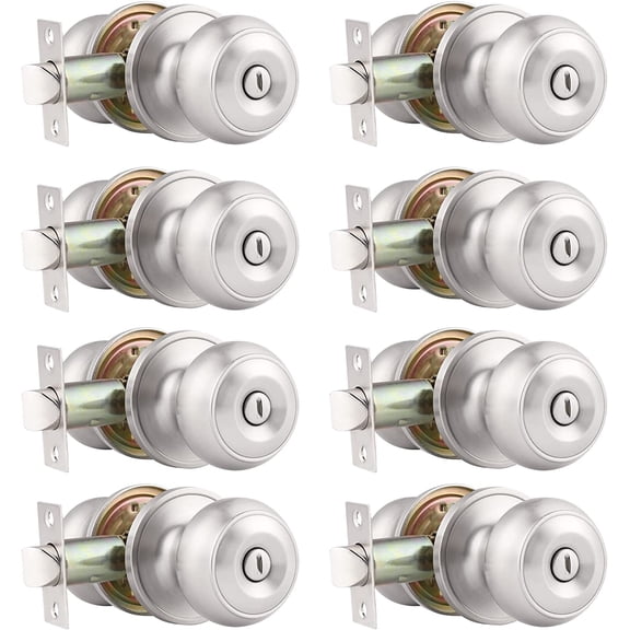 1 Pack Privacy Door Knobs Lock Interior Bedroom Bathroom Doorknobs Antique Brass Round Ball Keyless Lockset