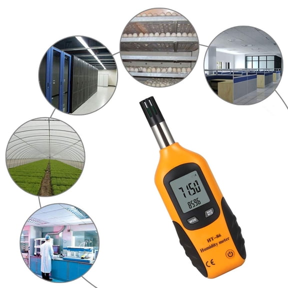 1 Pack Psychrometer Thermo-Hygrometer, LCD Temperature and Humidity Meter with Dew Point and Wet Bulb Temperature Display, Backlit Screen, 9V Included