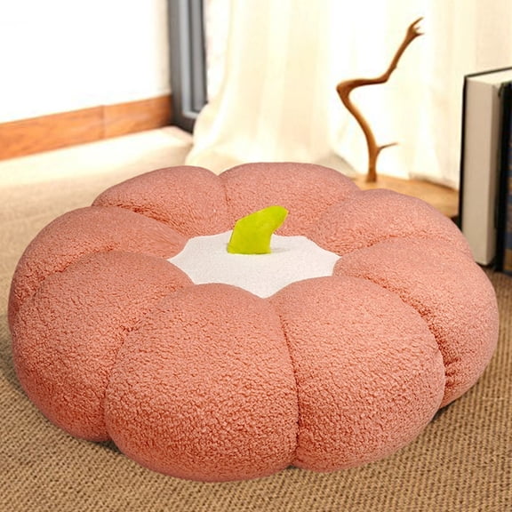 1 Pack Pumpkin Floor Cushion 27.5 Inch, Large Plush Round Pillow Seat for Meditation Reading Relaxing, Soft Floor Seating Cushion for Dorm Living Room Decor, Pink