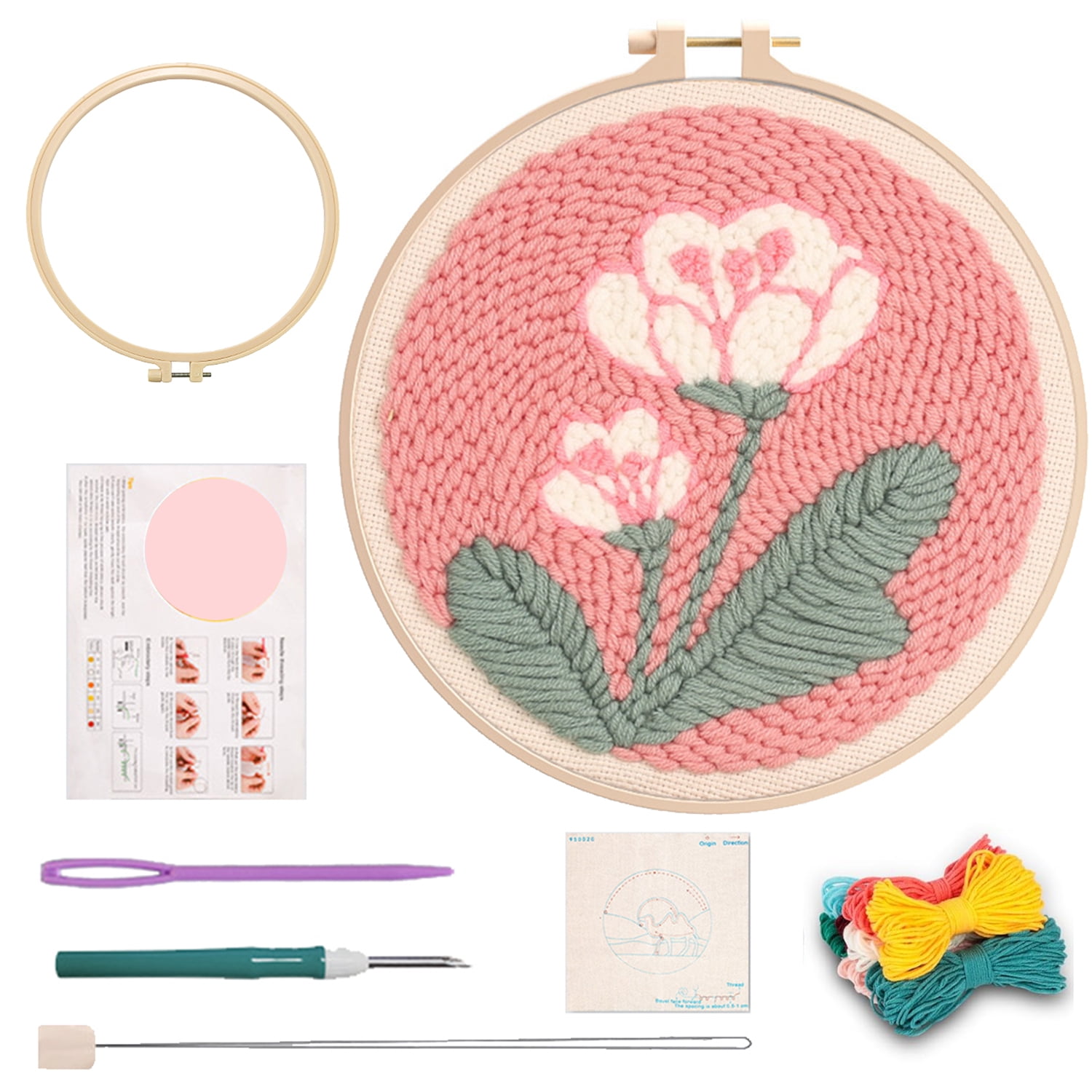 1 Pack Punch Needle Embroidery Starter Kits Include for Adults, Flower ...
