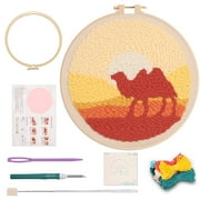1 Pack Punch Needle Embroidery Starter Kits Include for Adults, Luotuo Punch Needle Set, Embroidery Hoops, Yarns, Instructions for Punch Needle