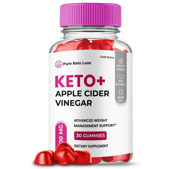 (1 Pack) Pure Keto Luxe ACV Gummies, Apple Cider Vinegar, Max Strength, 1 Month Supply Dietary Supplement, Made in USA