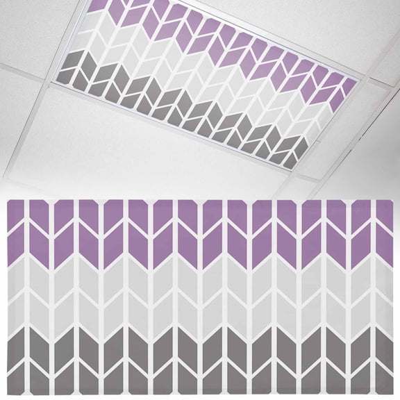 1 Pack Purple Grey Fluorescent Light Covers for Ceiling Lights Herringbone Quadrangle Geometric Abstract Magnetic Ceiling Light Covers Overhead Light Filters for Office Classroom Home
