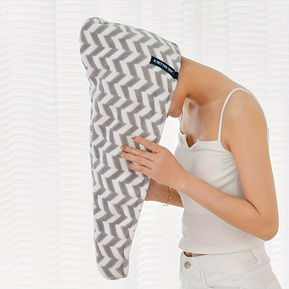 1-Pack Purple White Striped Microfiber Hair Wrap Towel, Quick-Absorbing Soft Hair Cap, Fast-Drying Headscarf for Gentle Hair Care, Bathroom and Travel Essentials