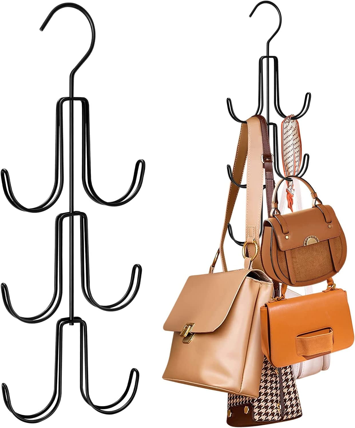 Purse Hanger For Closet - Rotating Handbag Hanging Hook Bag Storage Space  Saving With 4 Hooks, Hanging Organizer For Scarf Handbag Belt - Walmart.com