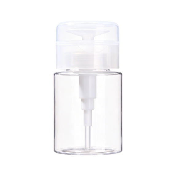 1 Pack Push Down Pump Dispenser, Clear Push Top Empty Bottle for Alcohol, Nail Polish, Makeup Remover, Toner (100ml)
